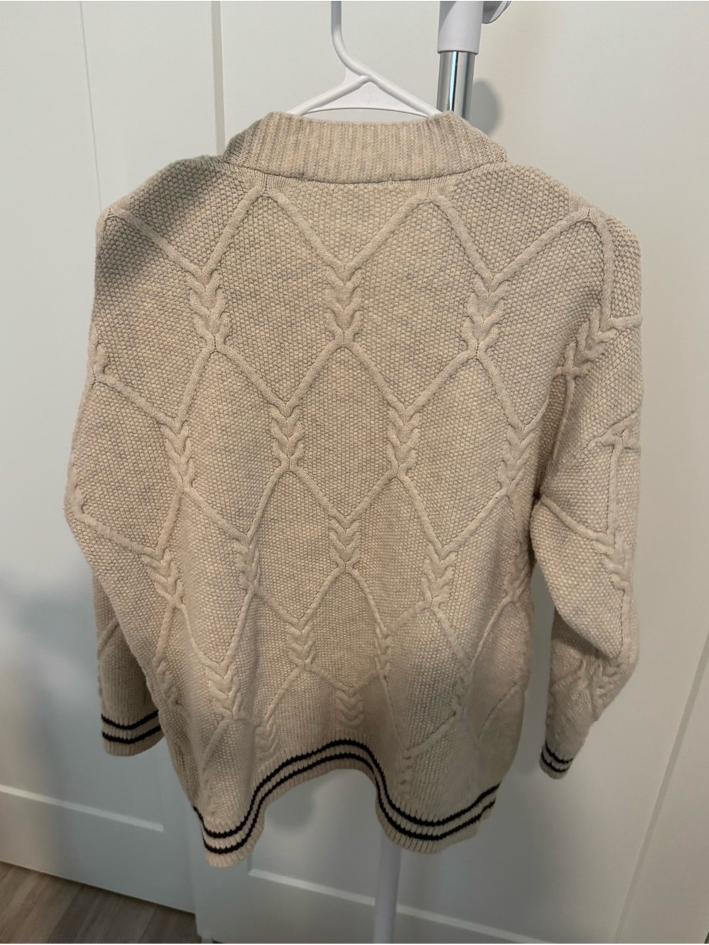 Cream Cable Knit Button-Up Cardigan - Picture 2 of 3